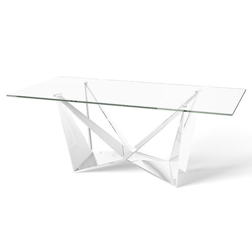 Grace Tempered Glass And Polished Stainless Steel Dining Table 200cm