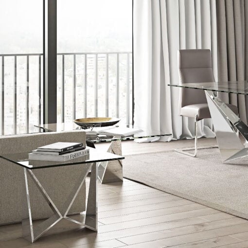 Grace Tempered Glass And Polished Stainless Steel Lounge Coffee Table