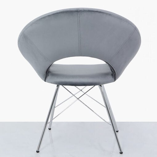 Grey Deeply Padded Chrome And Velvet Orb Chair Armchair