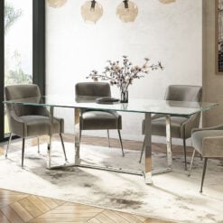 Katherine Tempered Glass And Stainless Steel Dining Table 160cm