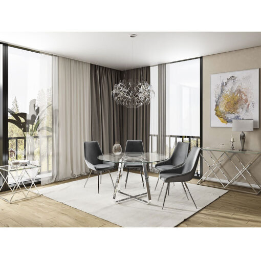 Lauren Tempered Glass And Chrome Contemporary Round Dining Table 120cm