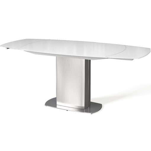 Louisa Tempered Glass And Stainless Steel White Extending Dining Table