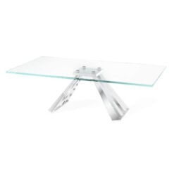Odette Tempered Glass And Polished Stainless Steel Coffee Lounge Table