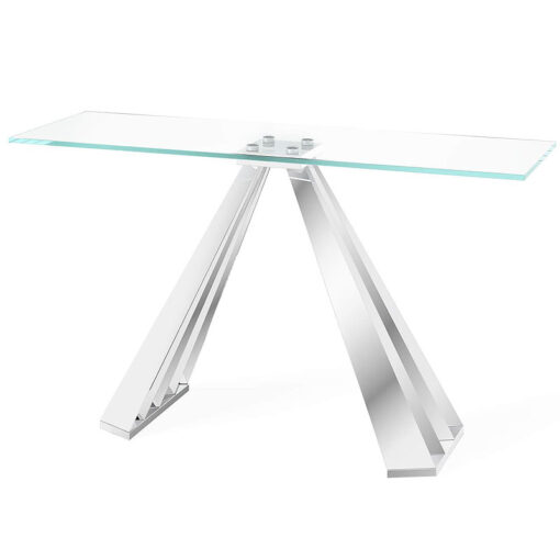 Odette Tempered Glass And Polished Stainless Steel Console Table