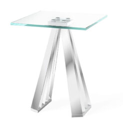 Odette Tempered Glass And Polished Stainless Steel Side End Table