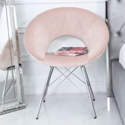 Pink Deeply Padded Chrome And Velvet Orb Chair Armchair
