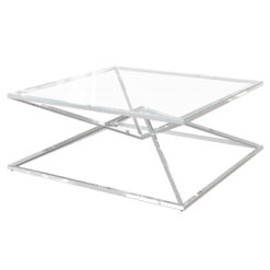 Prismatic Tempered Glass And Polished Stainless Coffee Lounge Table