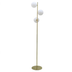 Gold Floor Lamp With 3 White Glass Shades 160cm
