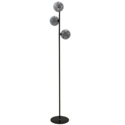 Gunmetal Floor Lamp With 3 Smoked Glass Shades 160cm