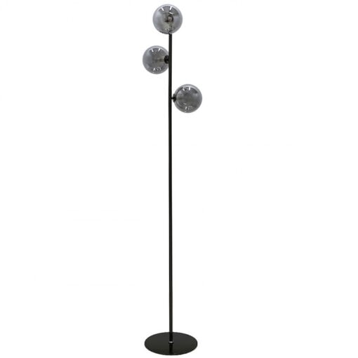 Gunmetal Floor Lamp With 3 Smoked Glass Shades 160cm