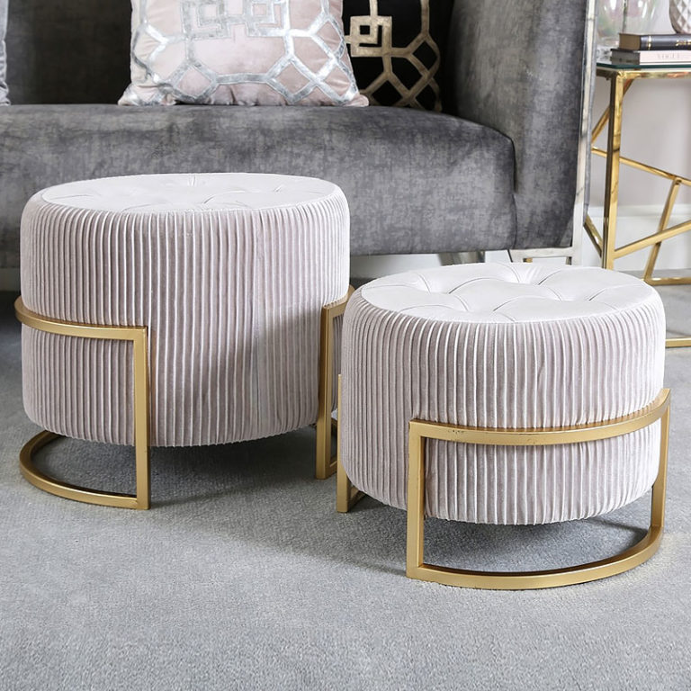 Blush Pink Velvet Square Stool With Tufted Buttons Picture Perfect Home