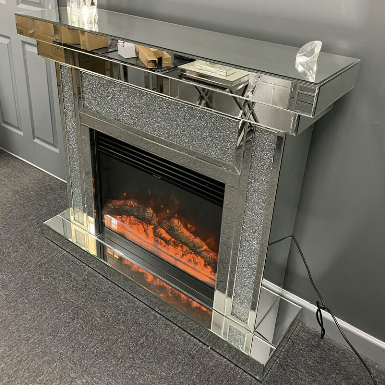 Diamond Crush Sparkly Mirrored Electric Fireplace with Remote | Picture ...