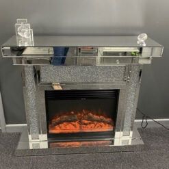 Diamond Crush Sparkly Mirrored Electric Fireplace with Remote