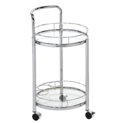 Bailey Chrome Metal and Clear Glass Drinks Trolley