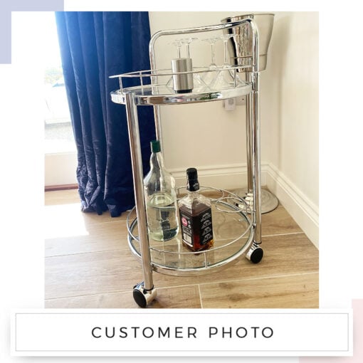 Bailey Chrome Metal and Clear Glass Drinks Trolley