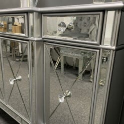 Berkeley Silver Mirrored 3 Drawer 4 Door Sideboard Cabinet Cupboard