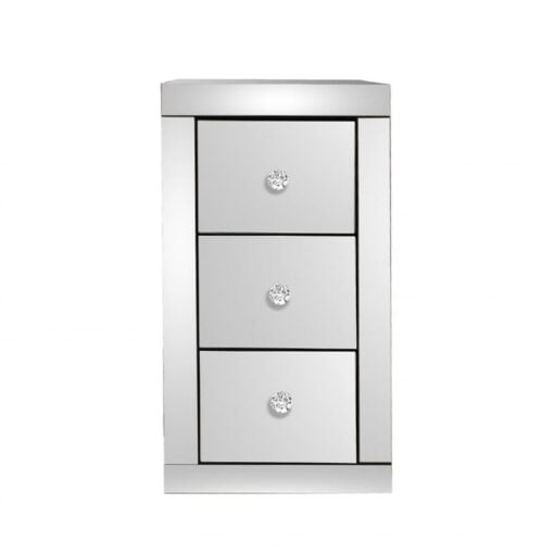 Beverly 3 Drawer Silver Mirrored Bedside Cabinet Table