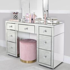 Beverly 7 Drawer Silver Mirrored Dressing Table Vanity Table