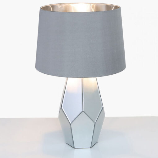 Grey Mirror Table Lamp With Silver Shade