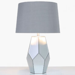 Grey Mirror Table Lamp With Silver Shade