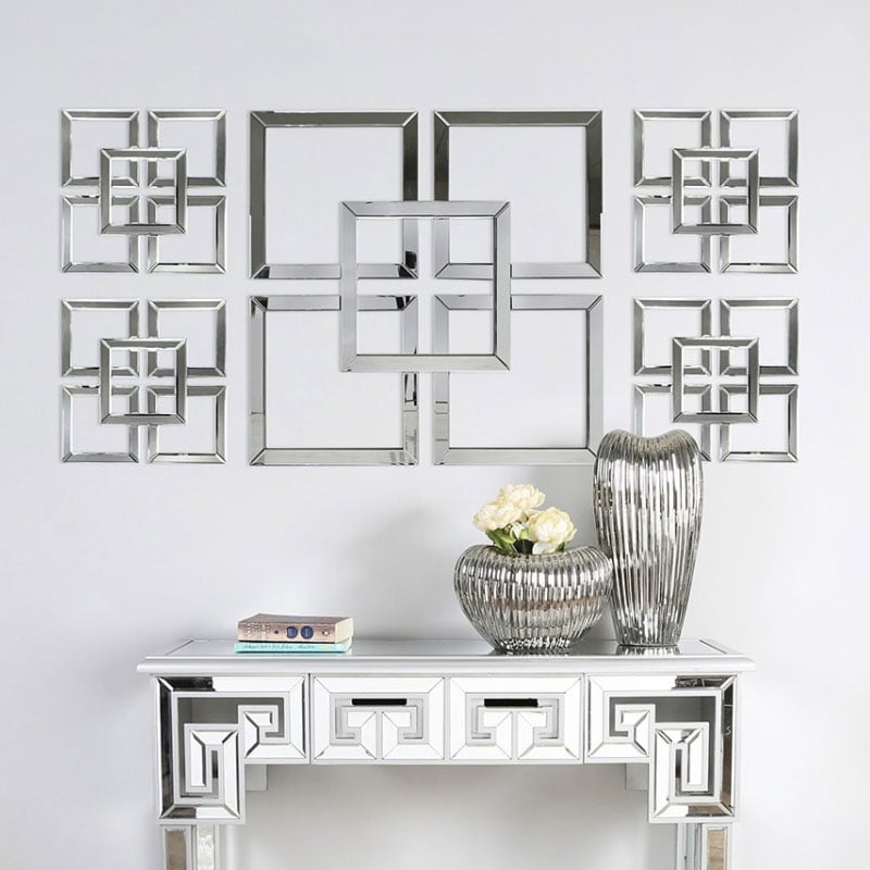 Square Mirrored Wall Art Factory, Mirrored Wall Decor Square Beveled Mirror