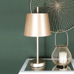 Light Gold Metal Table Lamp With Gold Shade 52cm