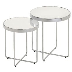 Nest Of 2 End Side Tables With Chrome Frames And Mirrored Tops