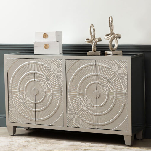 Octavia Champagne 4 Door Sideboard With Mirrored Sides And Top