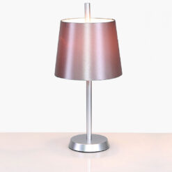 Silver Metal Table Lamp With Silver Shade 52cm