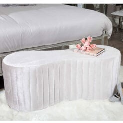 Curved Pink Upholstered Velvet Bedroom Bench