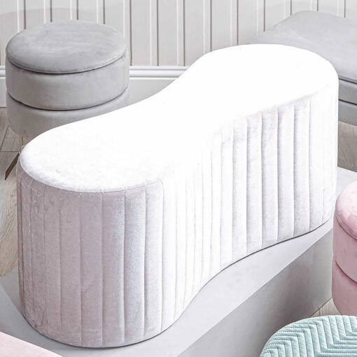 Soft Pink Fabric Deeply Padded Tufted Bench Ottoman