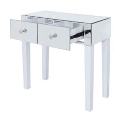 Victoria Mirrored 2 Drawer Console Hallway Table With White Gloss Legs