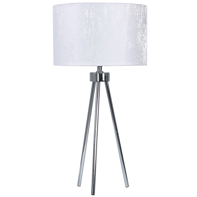 Hollywood Chrome Tripod Table Lamp With, Black Tripod Table Lamp With White Shade
