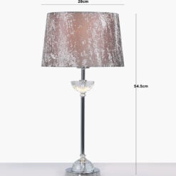 Metal And Glass Table Lamp With Taupe Brushed Style Cotton Shade 54cm