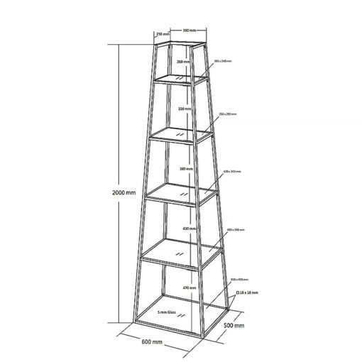 Otis Large Metal and Clear Glass Ladder Style Shelving Display Unit