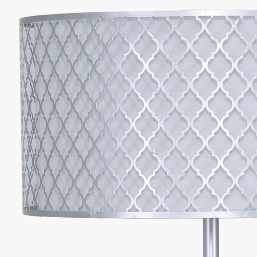 Silver Metal And White Marble Floor Lamp With Marrakech Mesh Shade