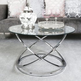 Ulric Chrome And Glass Coffee Table Lounge Table | Picture Perfect Home