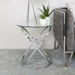 Ulric Chrome And Glass End Table Side Table