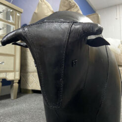 Genuine Handmade Black Leather Spanish Bull Animal Stool Footstool