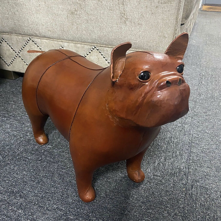 Genuine Handmade Black Leather Spanish Bull Animal Stool Footstool