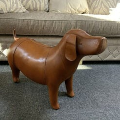 Handmade Large Brown Leather Dog Animal Stool Footstool Seat Pouffe