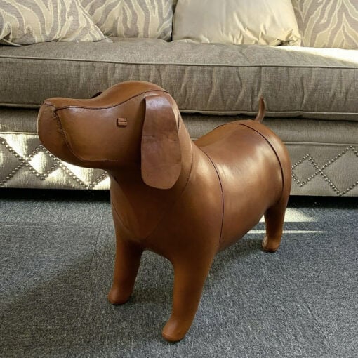 Handmade Large Brown Leather Dog Animal Character