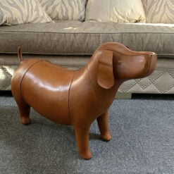 Handmade Large Brown Leather Dog Animal Stool Footstool Seat Pouffe