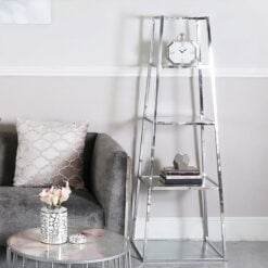 Otis Medium Metal and Clear Glass Ladder Style Shelving Display Unit