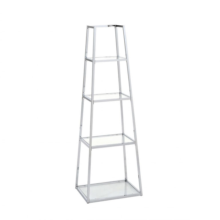 Otis Medium Metal and Clear Glass Ladder Style Shelving Display Unit