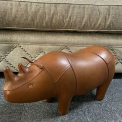 Small Handmade Leather Rhino Character Animal Stool Footstool Pouffe