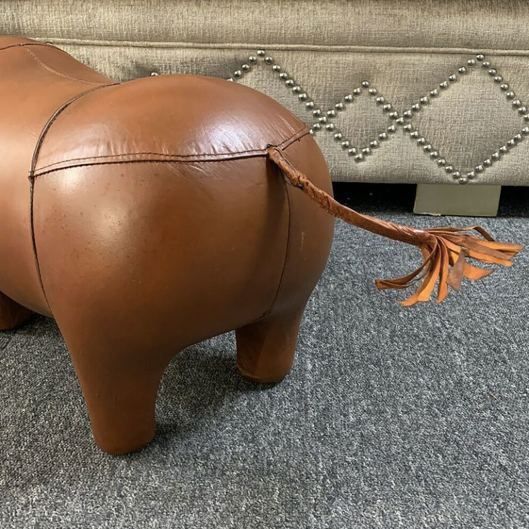 Handmade Leather Rhino Character Animal Stool Picture Perfect Home