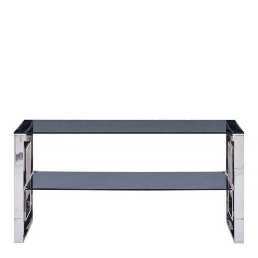 Plaza Stainless Steel Smoked Glass Entertainment Media Unit TV Stand