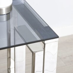 Plaza Stainless Steel Smoked Glass Telephone Side End Table
