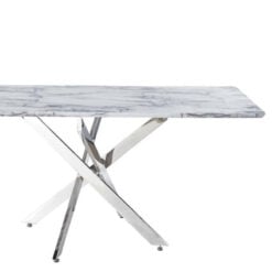 Aurelia Chrome Rectangular Dining Table With A White Marble Top 160cm